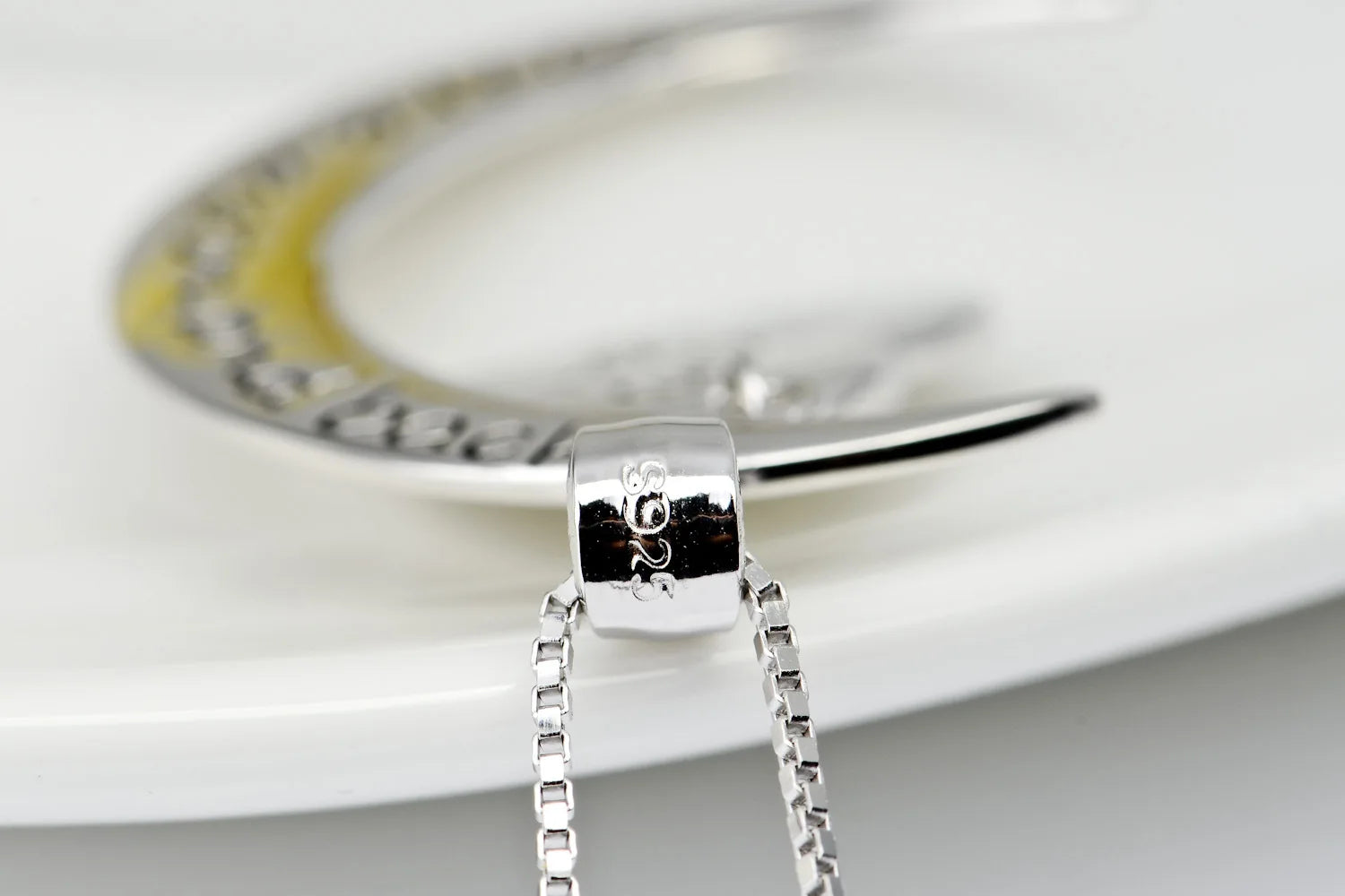 "I Love You to the Moon and Back" Engraved Moon & Heart Pendant Necklace - PlumOnyx