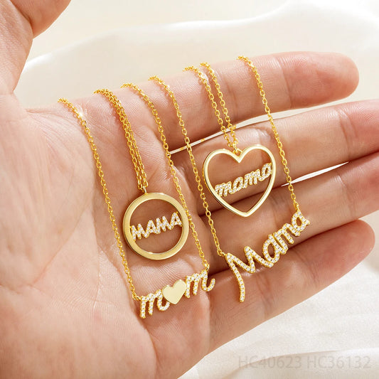 Gold Plated Pendant 925 Sterling Silver Mother's Day Mama Mom Necklaces - PlumOnyx
