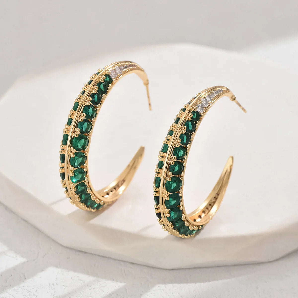 Cool Spice Emerald Diamond Earrings - PlumOnyx