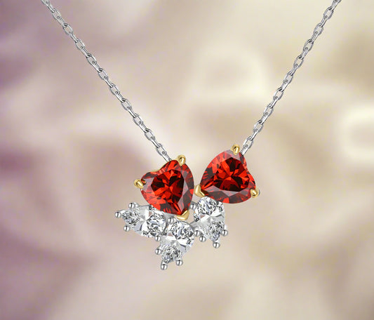 S925 Silver Rhodium Plated Non Tarnish Heart Waterdrop Shape 5A Cubic Zirconia Pendant Necklace