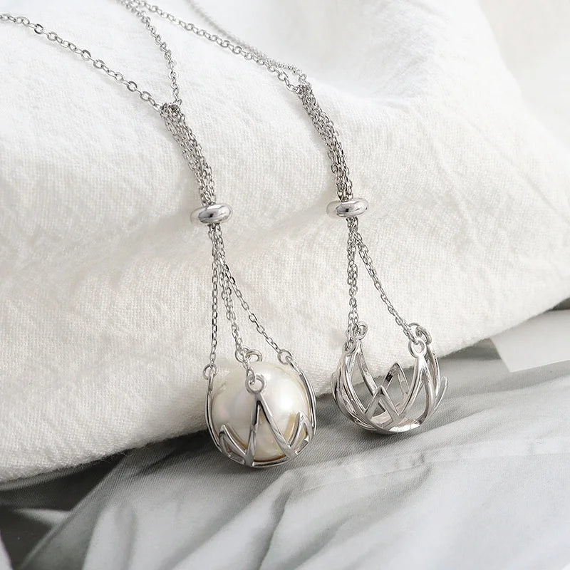 Natural Freshwater Pearl Pendant Necklace – 925 Sterling Silver DIY Charm Accessory - PlumOnyx