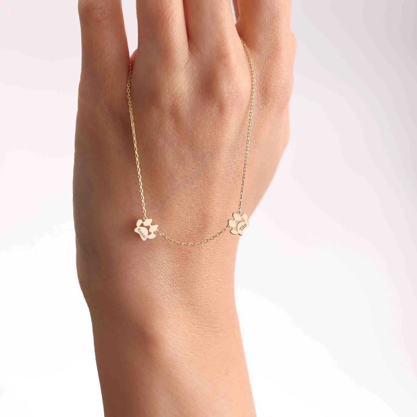 Personalized Charm Paw Print Name Necklace – 18K Gold Stainless Steel - PlumOnyx