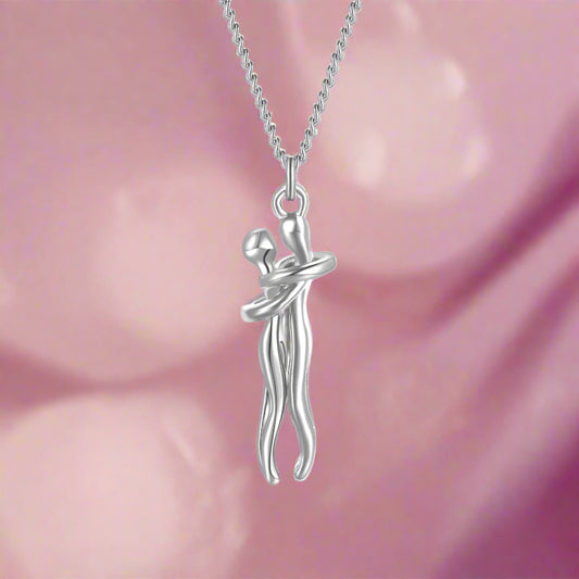 18k Gold Embrace Charm Necklace – Couple Chain Choker - PlumOnyx