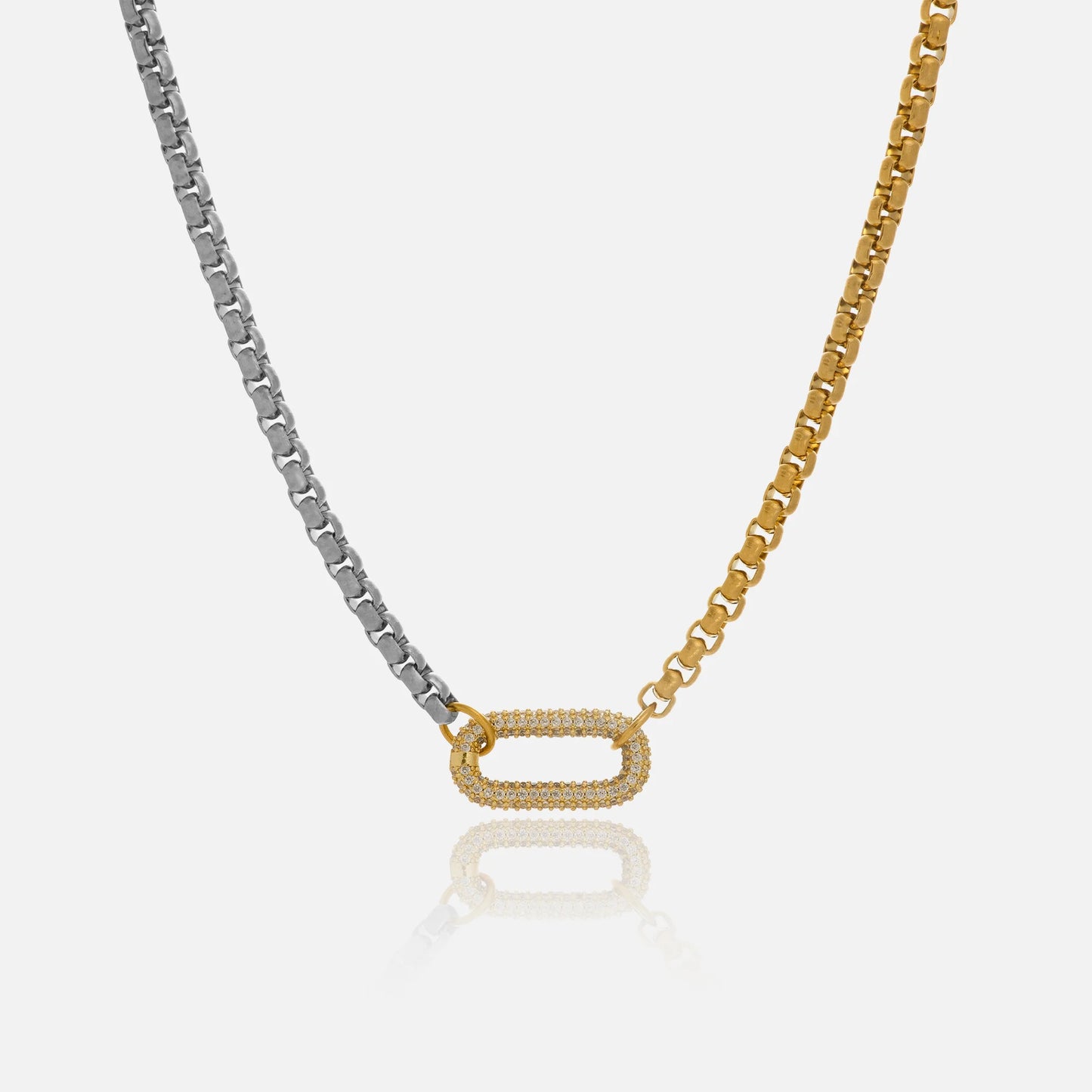 Boho Oval Iced Out Zircon Mixed Necklace - PlumOnyx