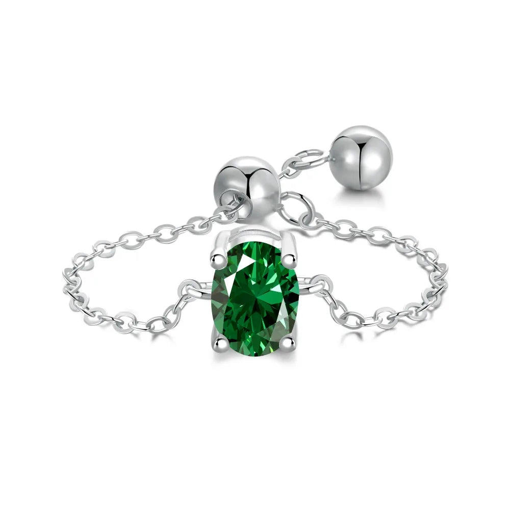 Adjustable 925 Silver Ring with Cubic Zirconia & Moissanite