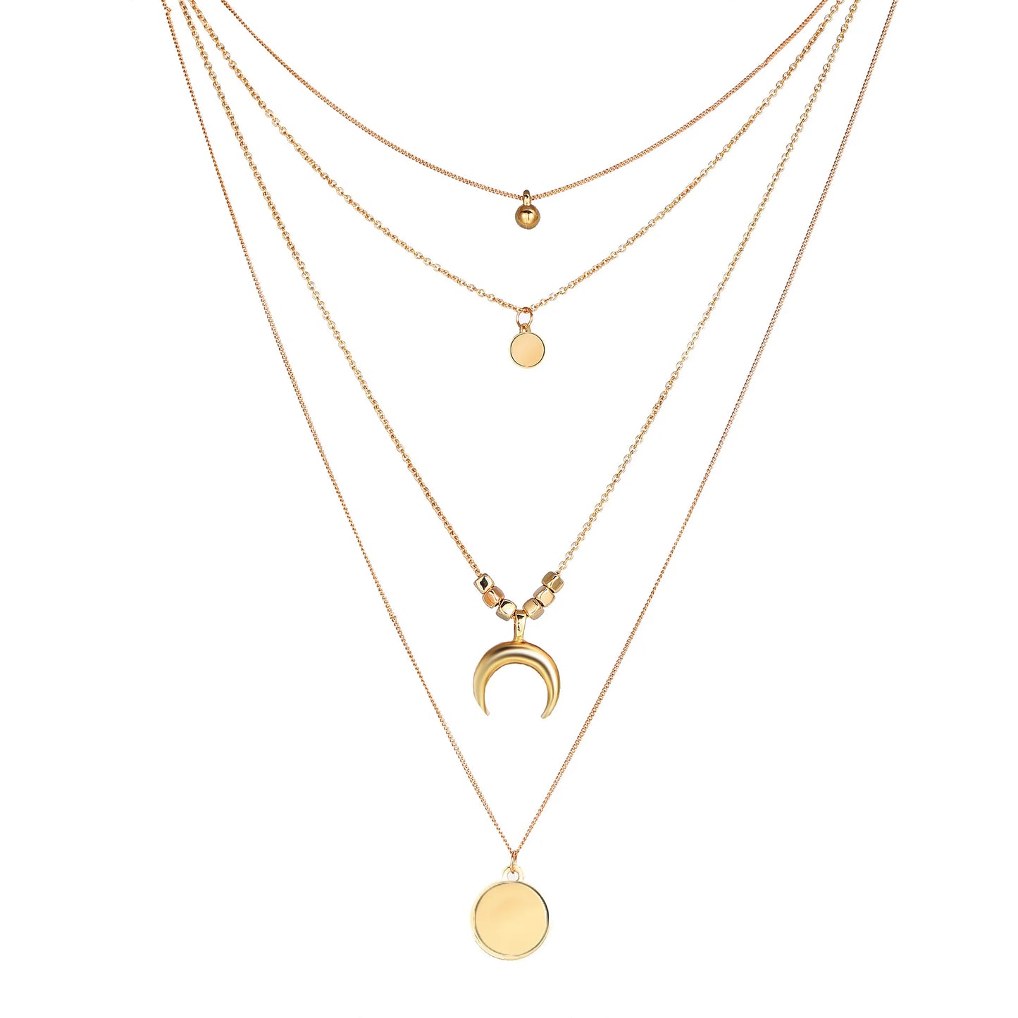 Gold Plated Multi-layered Chain Necklace - PlumOnyx