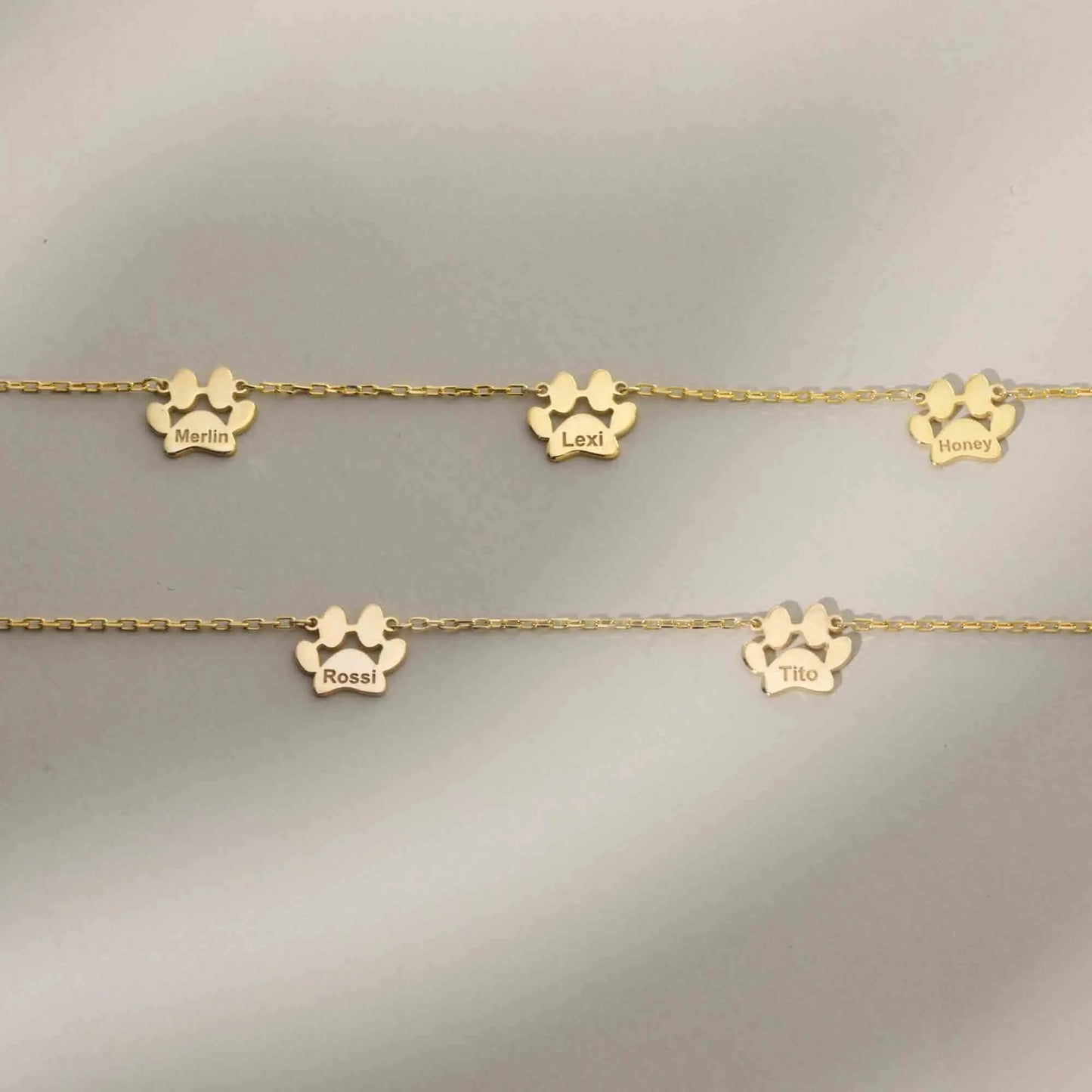 Personalized Charm Paw Print Name Necklace – 18K Gold Stainless Steel - PlumOnyx