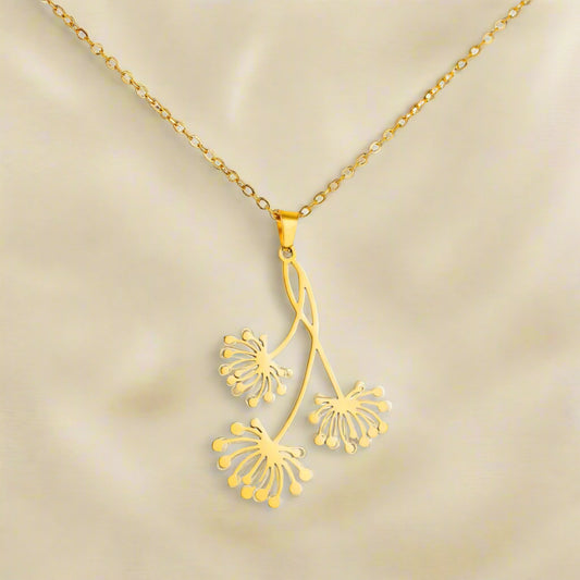 Flower Blooming Dandelion Pendant Drop Boho Necklace - PlumOnyx