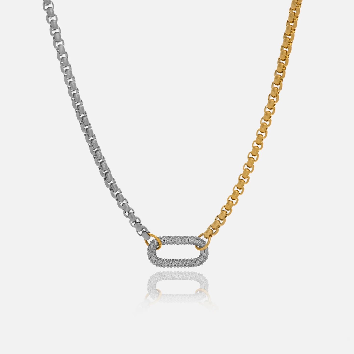 Boho Oval Iced Out Zircon Mixed Necklace - PlumOnyx