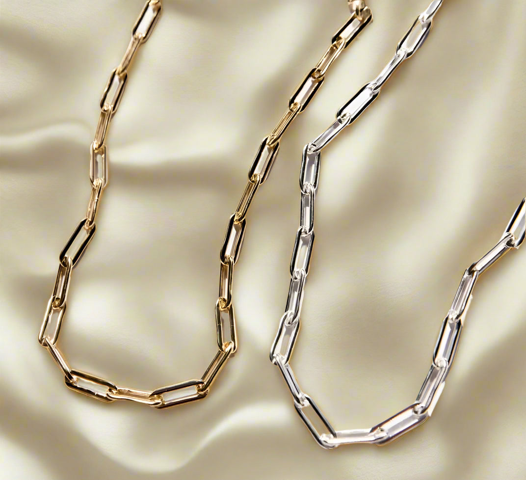 Dainty Link Layering Paperclip Choker Necklace - PlumOnyx