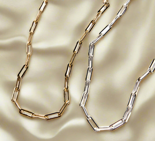 Dainty Link Layering Paperclip Choker Necklace - PlumOnyx