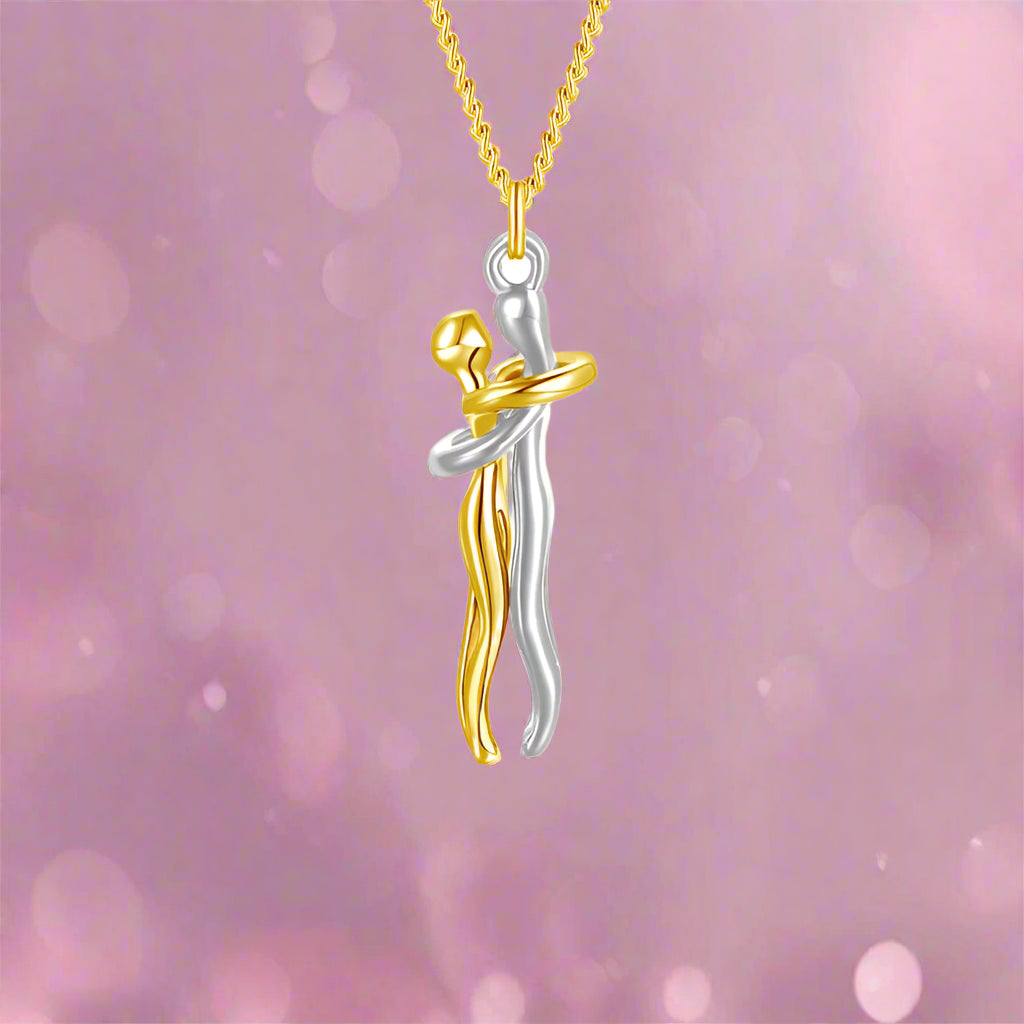 18k Gold Embrace Charm Necklace – Couple Chain Choker - PlumOnyx