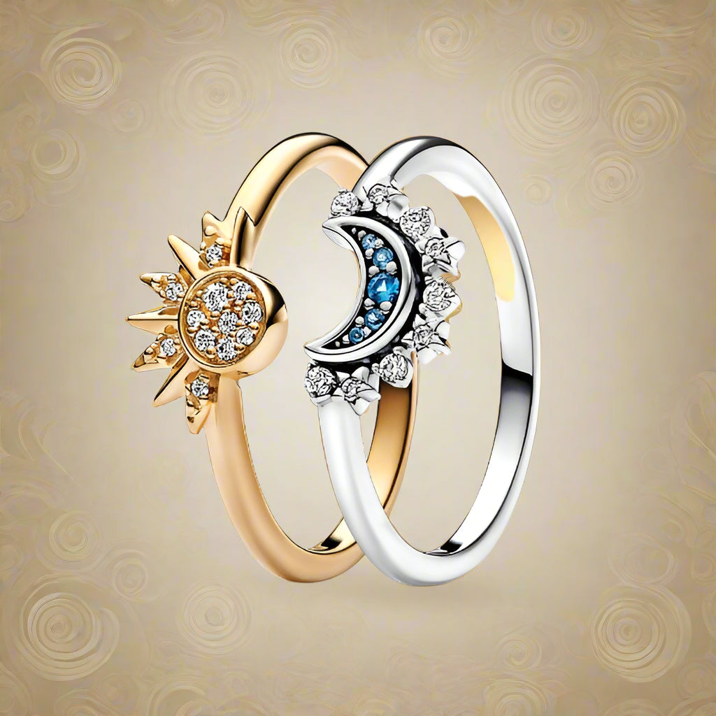 Celestial Sun & Moon Ring Set - PlumOnyx