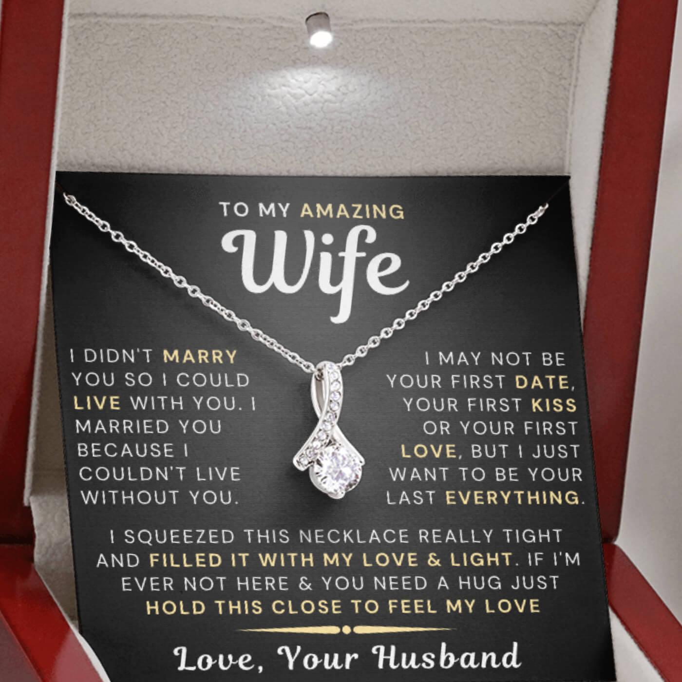 My Amazing Wife Necklace - I Couldn't Live Without You - PlumOnyx