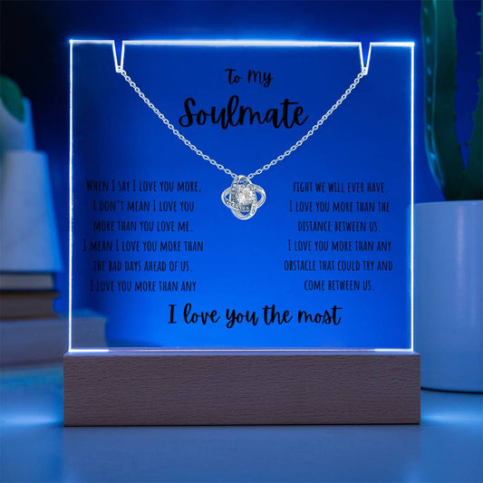 To My Soulmate - Keepsake Acrylic & Love Knot Necklace Bundle - PlumOnyx