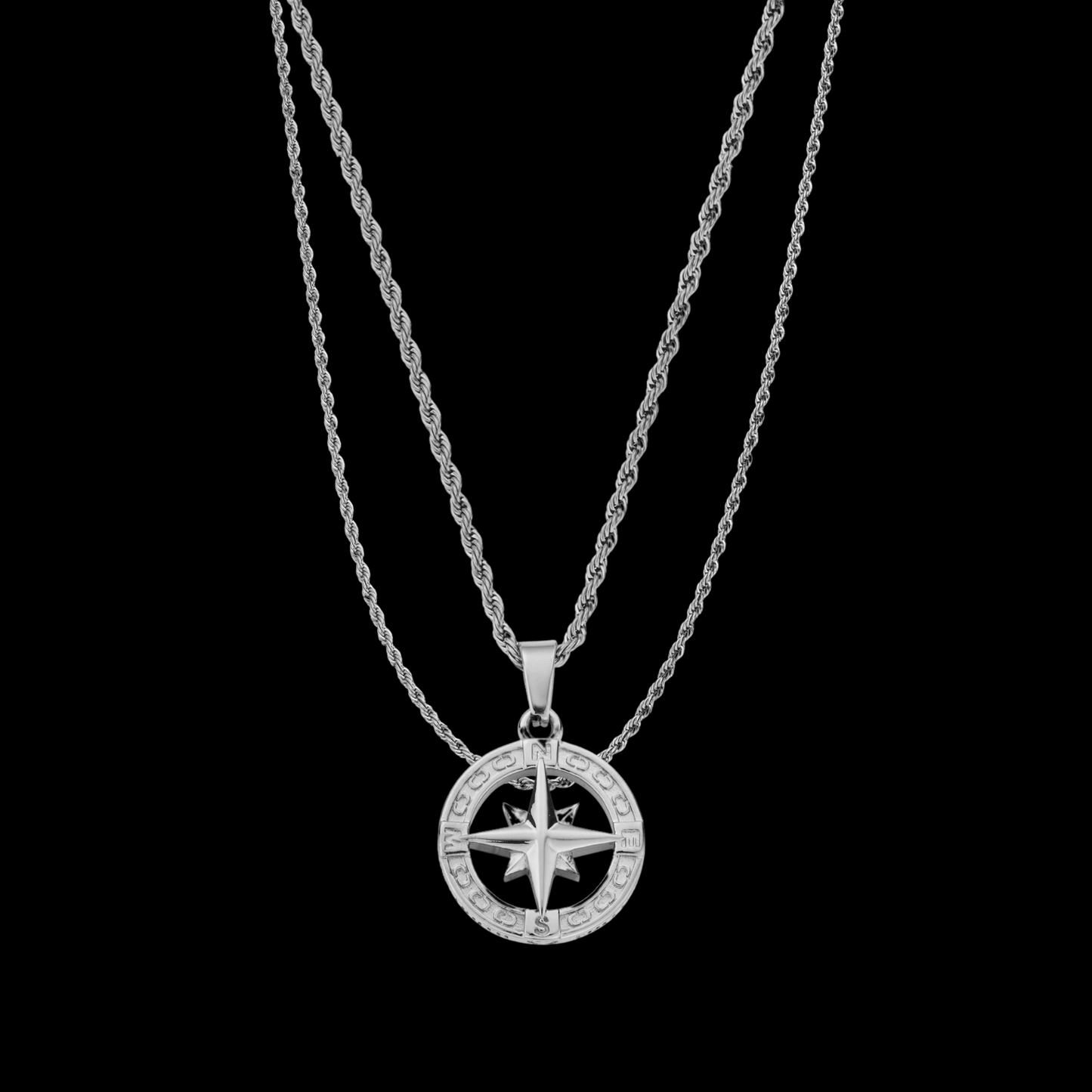 18K Gold Plated Compass North Star Stainless Steel Men's Anchor Necklace - PlumOnyx