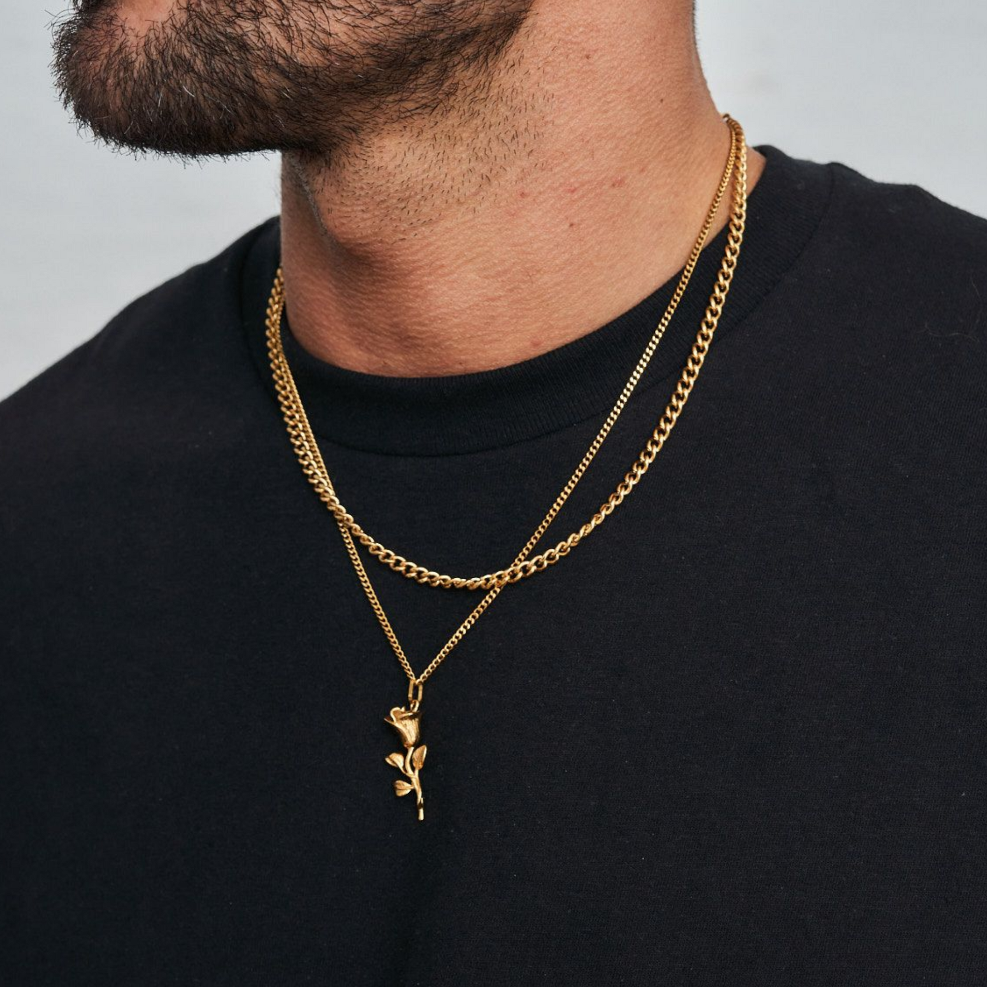 18K Gold Plated Compass North Star Crucifix Necklace Stainless Steel - PlumOnyx