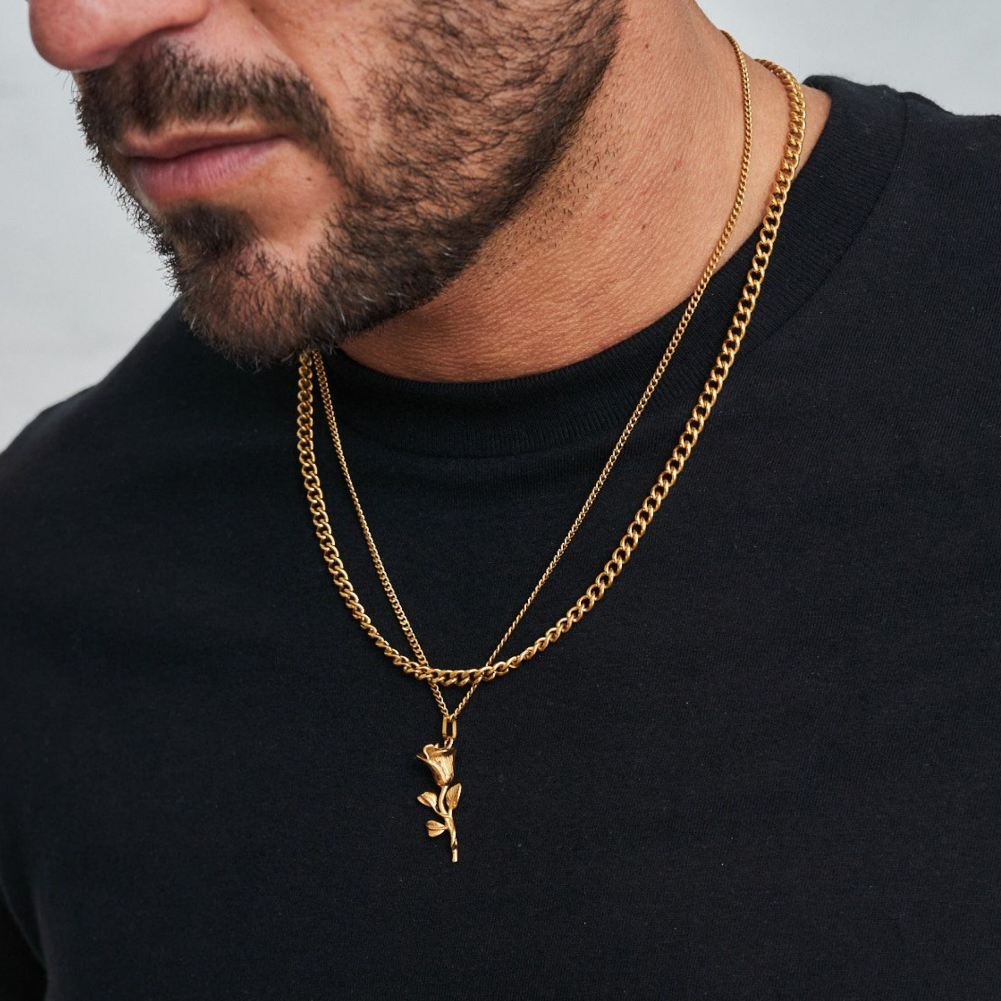 18K Gold Plated Compass North Star Crucifix Necklace Stainless Steel - PlumOnyx