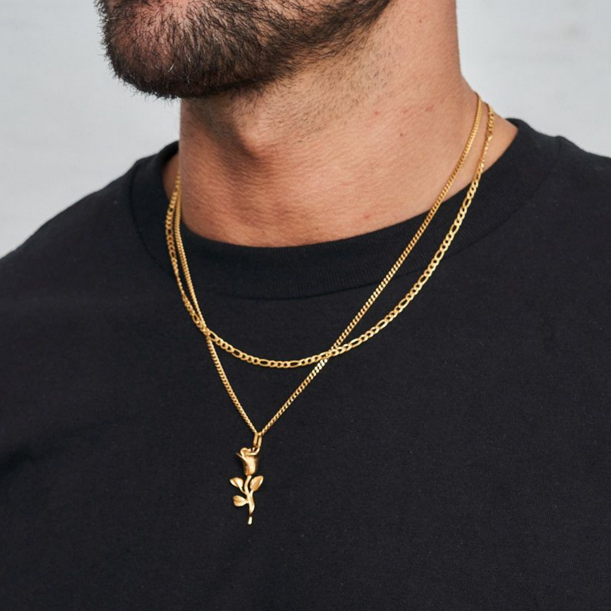 18K Gold Plated Compass North Star Crucifix Necklace Stainless Steel - PlumOnyx