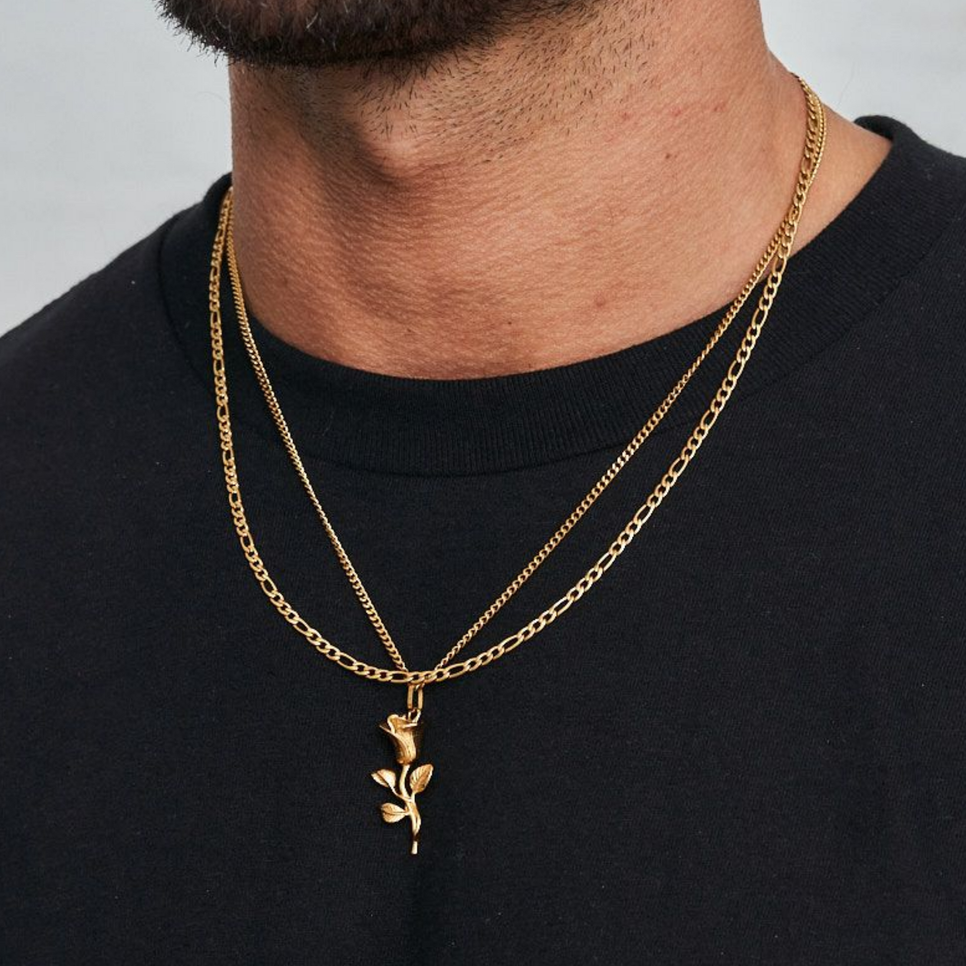 18K Gold Plated Compass North Star Crucifix Necklace Stainless Steel - PlumOnyx