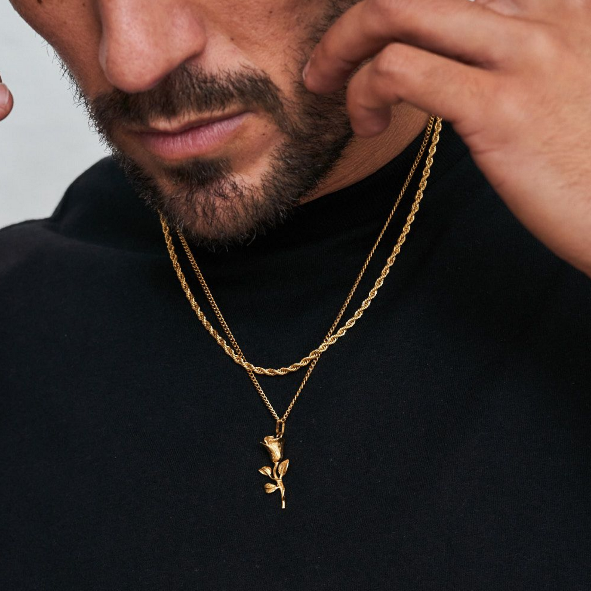 18K Gold Plated Compass North Star Crucifix Necklace Stainless Steel - PlumOnyx