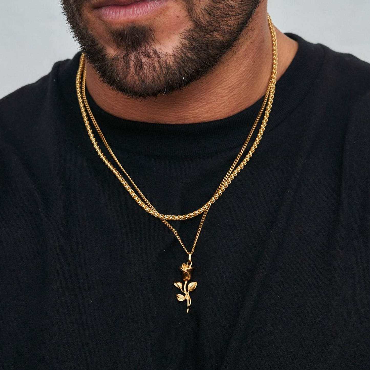 18K Gold Plated Compass North Star Crucifix Necklace Stainless Steel - PlumOnyx