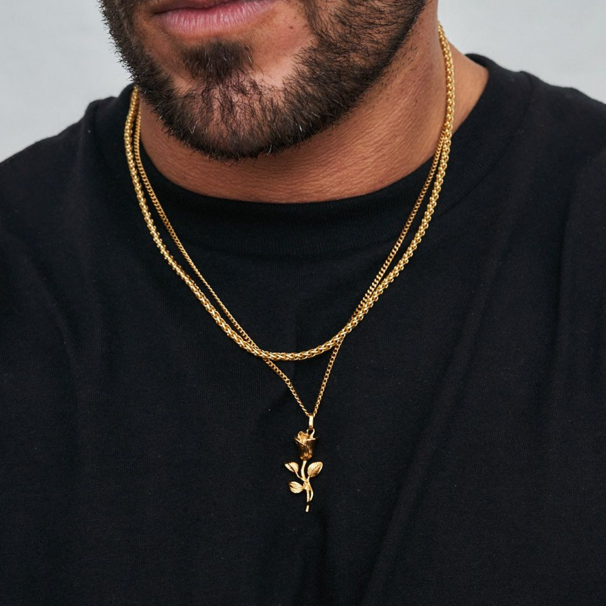 18K Gold Plated Compass North Star Crucifix Necklace Stainless Steel - PlumOnyx
