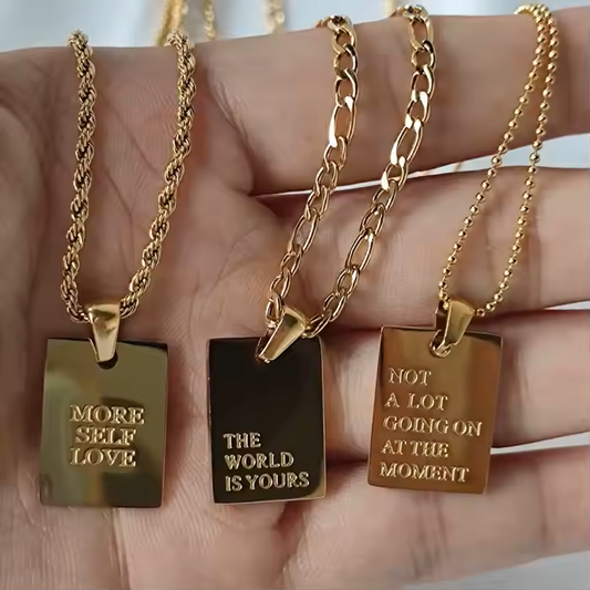 Personalized Inspirational Quotes Engraved Pendant Necklace - PlumOnyx