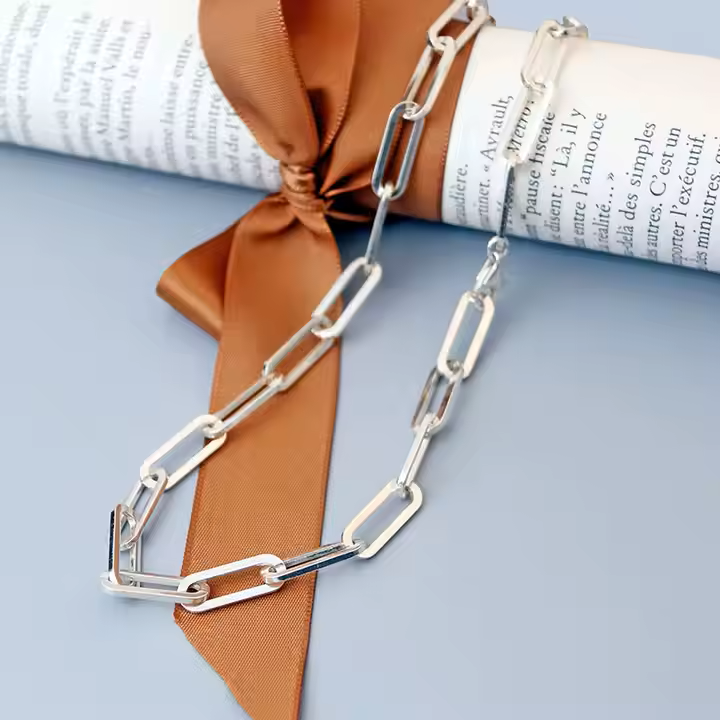 Dainty Link Layering Paperclip Choker Necklace - PlumOnyx