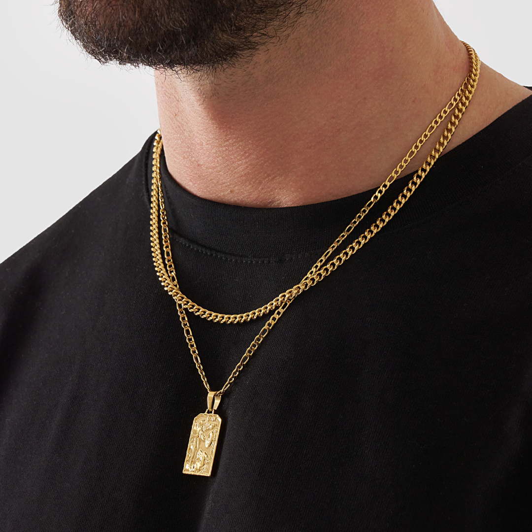 18K Gold Plated Cupids Revenge St. Michael Stainless Steel Necklace - PlumOnyx