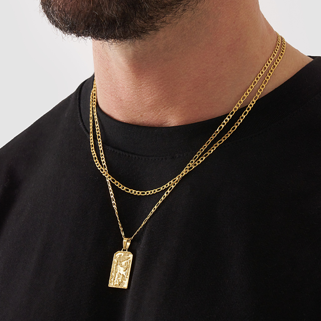 18K Gold Plated Cupids Revenge St. Michael Stainless Steel Necklace - PlumOnyx