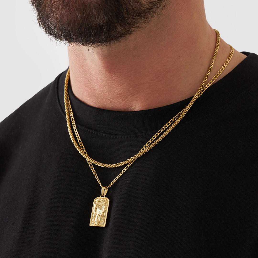 18K Gold Plated Cupids Revenge St. Michael Stainless Steel Necklace - PlumOnyx
