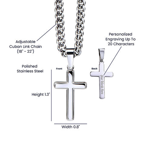 To My Greatest Gift Cuban Link Chain with Engraved Artisan Cross - PlumOnyx