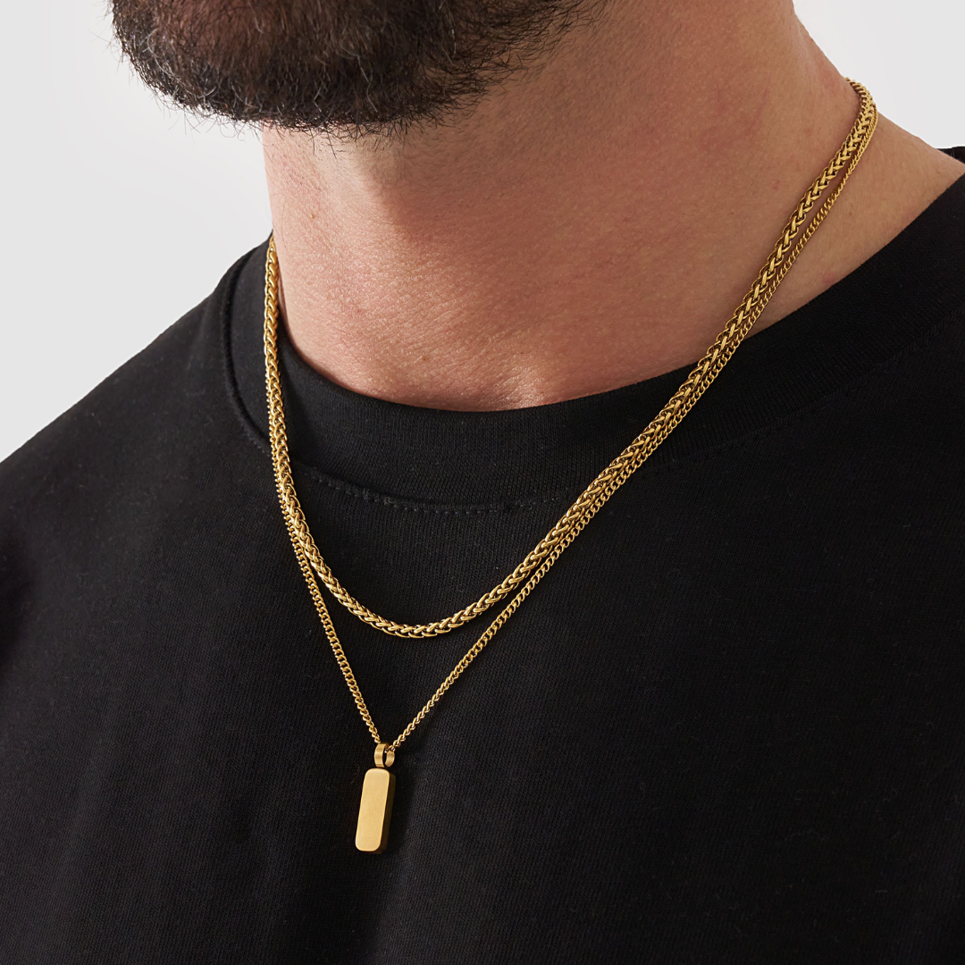 18K Gold Plated Cupids Revenge St. Michael Stainless Steel Necklace - PlumOnyx