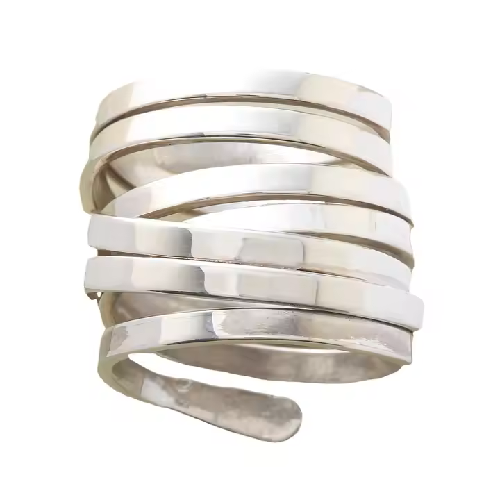 Hazel - Vintage Thick Layer Silver Ring - PlumOnyx