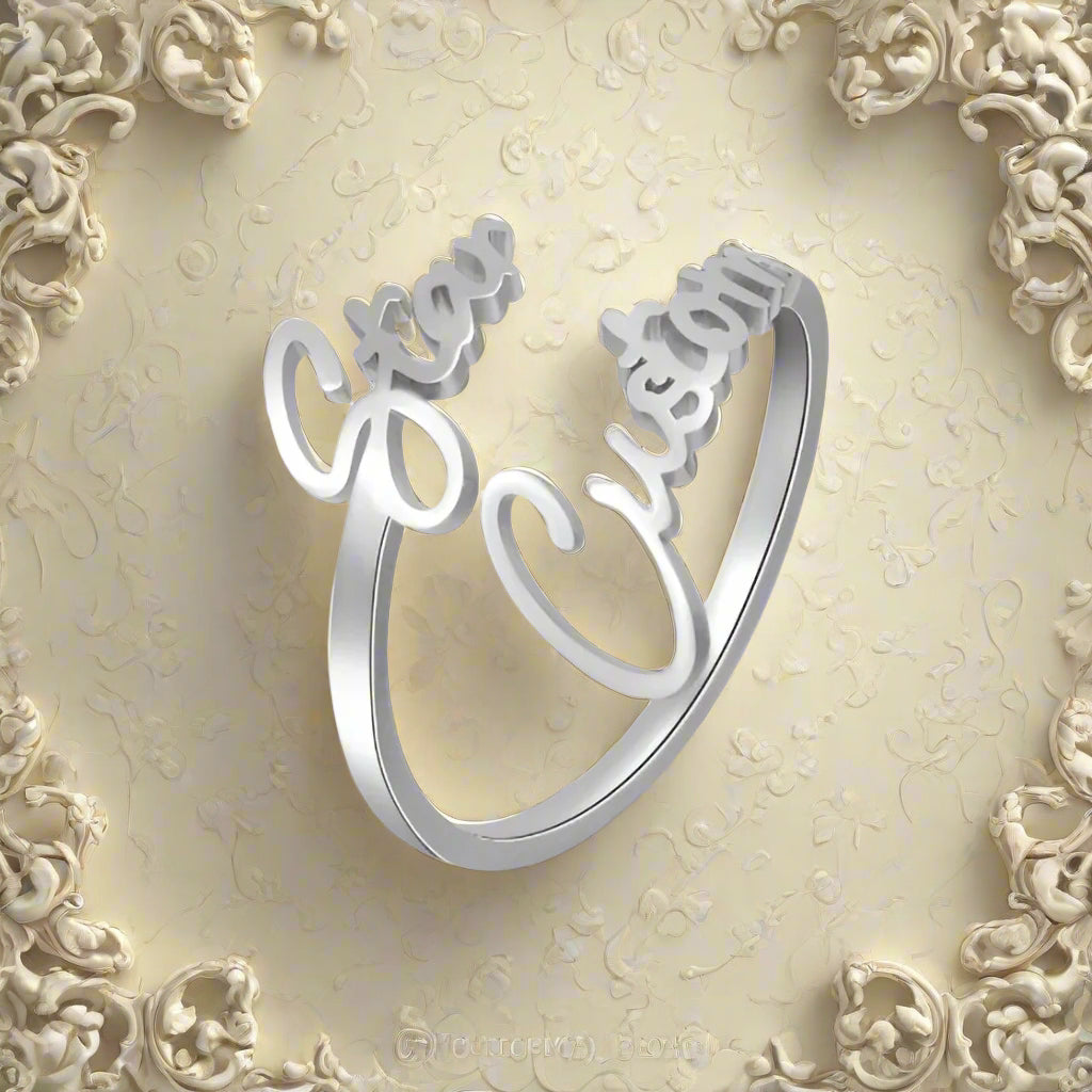 Personalized Double Name Ring - PlumOnyx