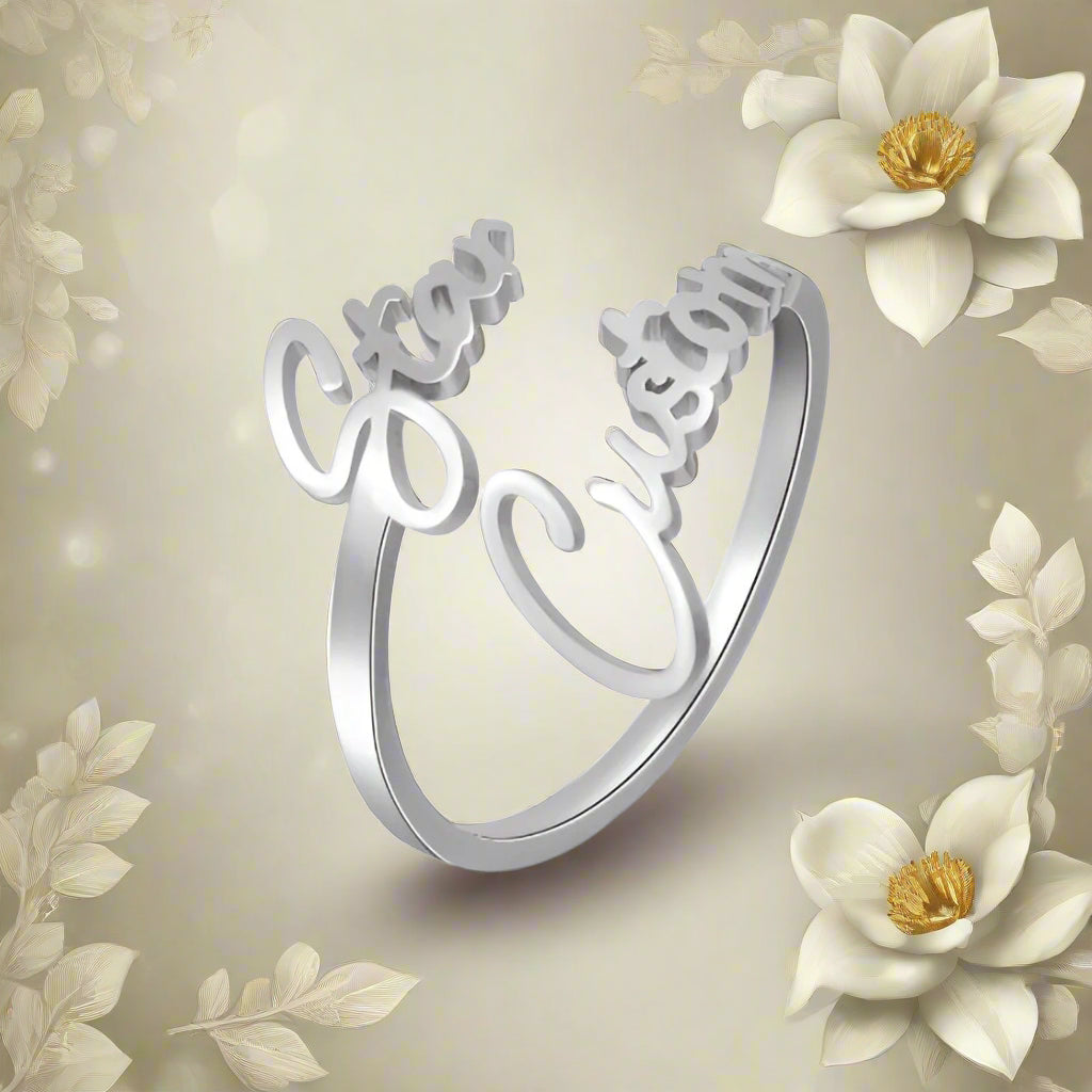 Personalized Double Name Ring - PlumOnyx