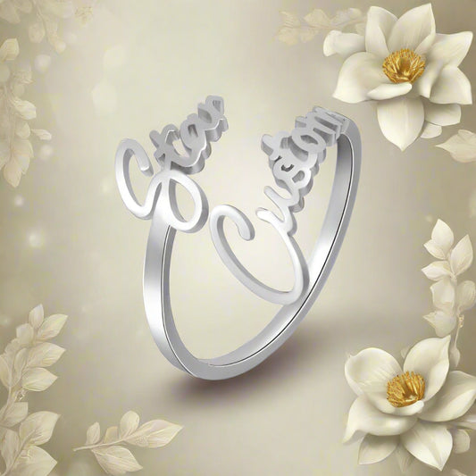 Personalized Double Name Ring - PlumOnyx