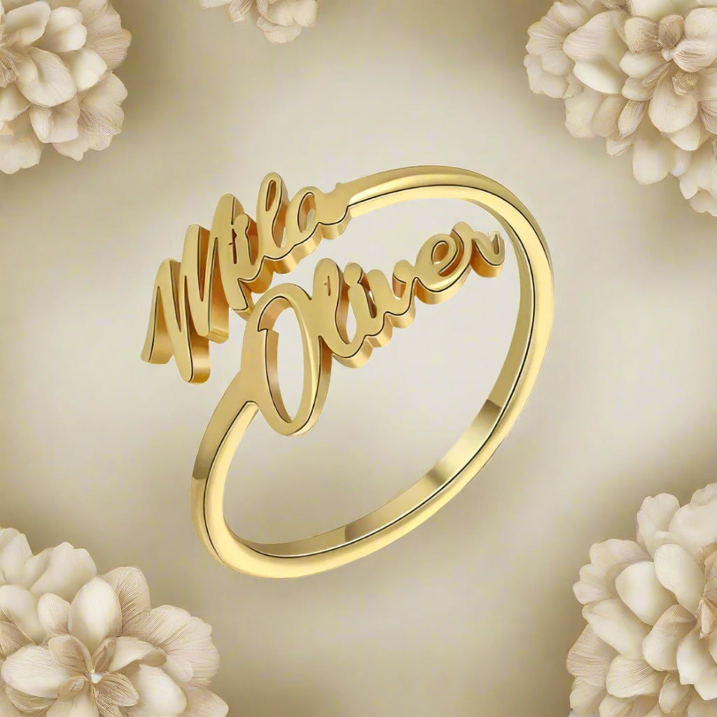 Personalized Double Name Ring - PlumOnyx