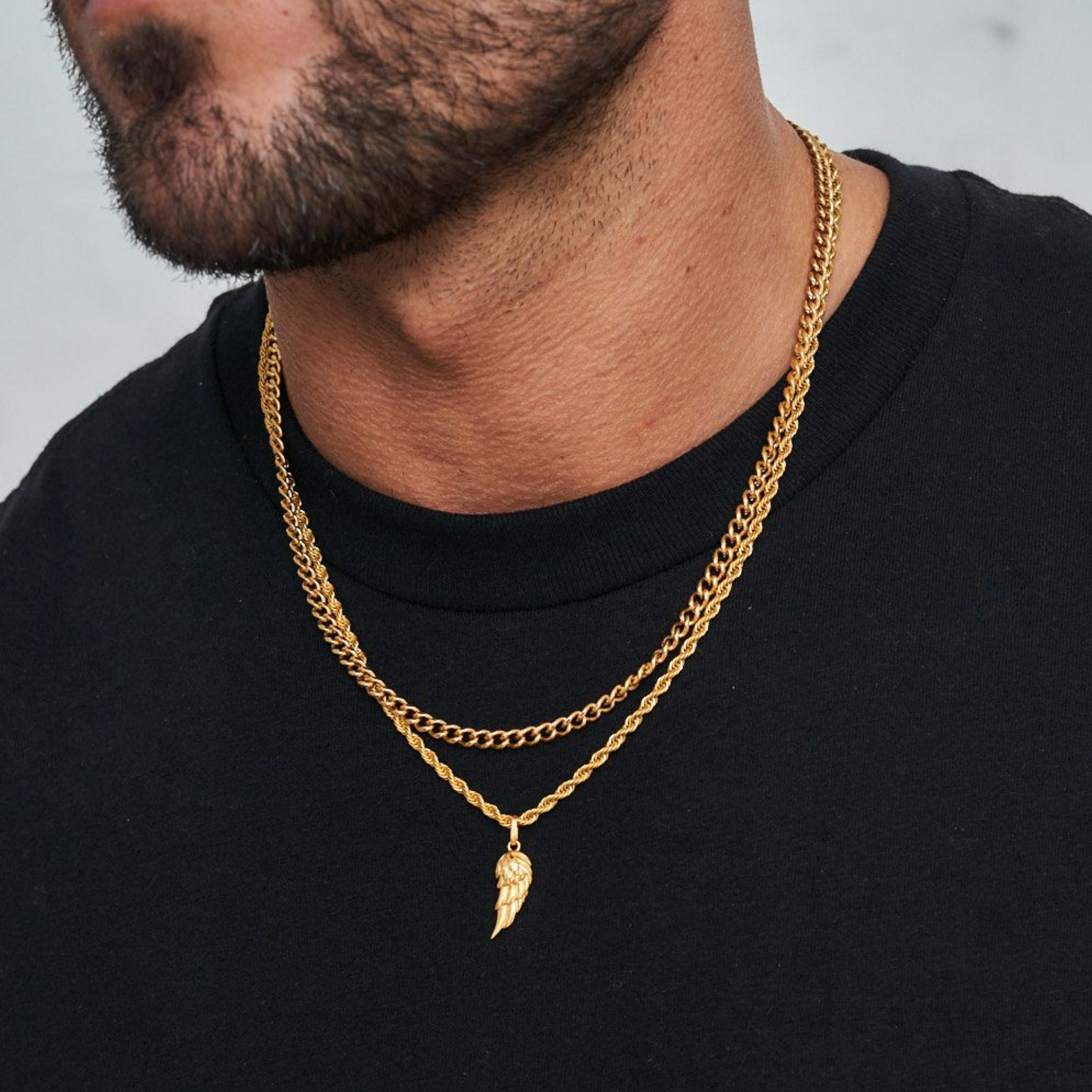 18K Gold Plated Cupids Revenge St. Michael Stainless Steel Necklace - PlumOnyx