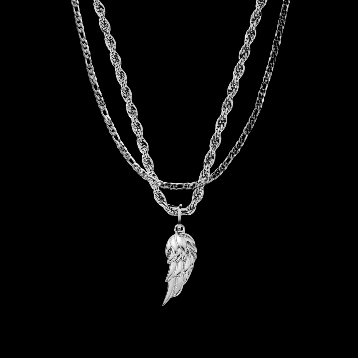 18K Gold Plated Stainless Steel Men's Anchor Necklace- Silver - PlumOnyx