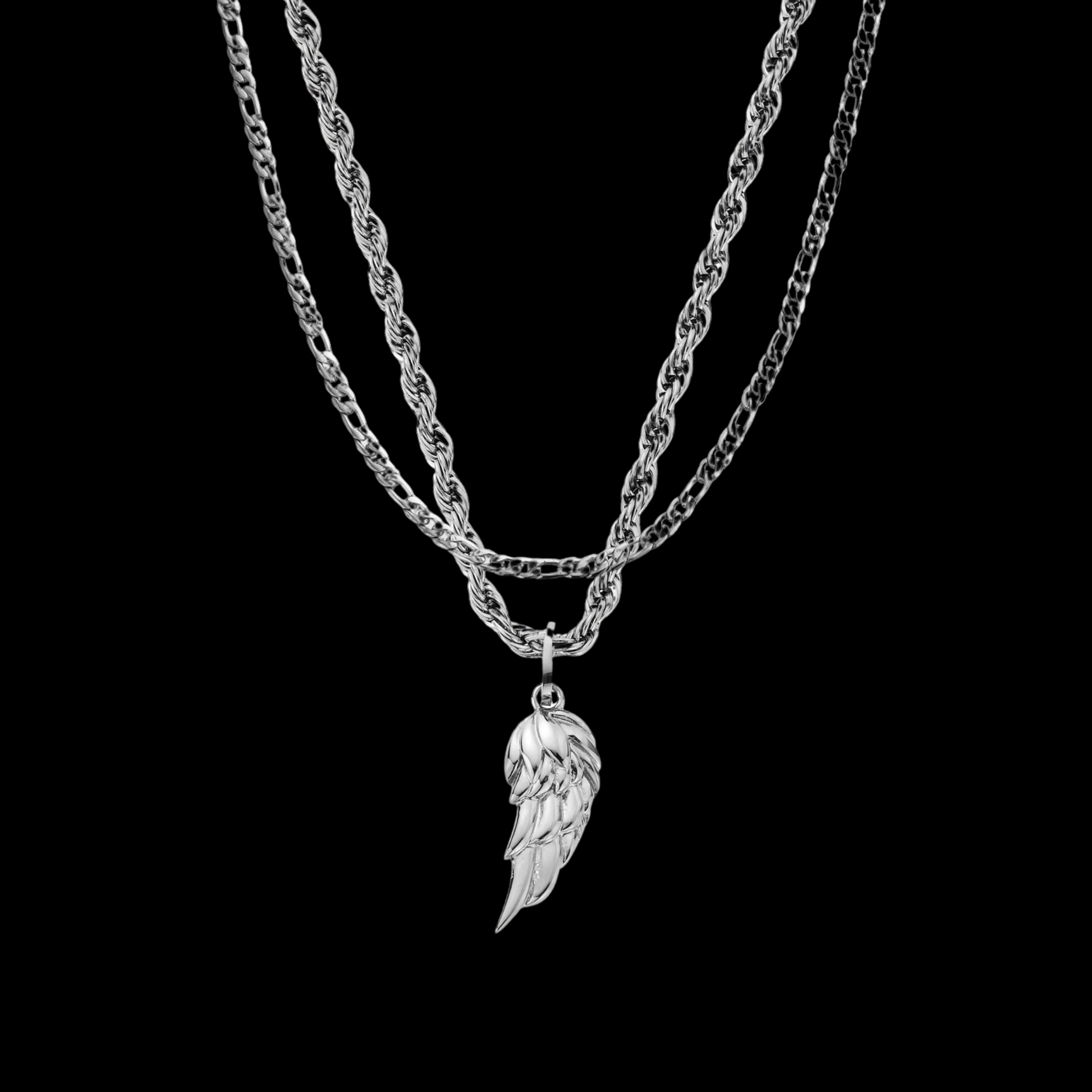 18K Gold Plated Stainless Steel Men's Anchor Necklace- Silver - PlumOnyx