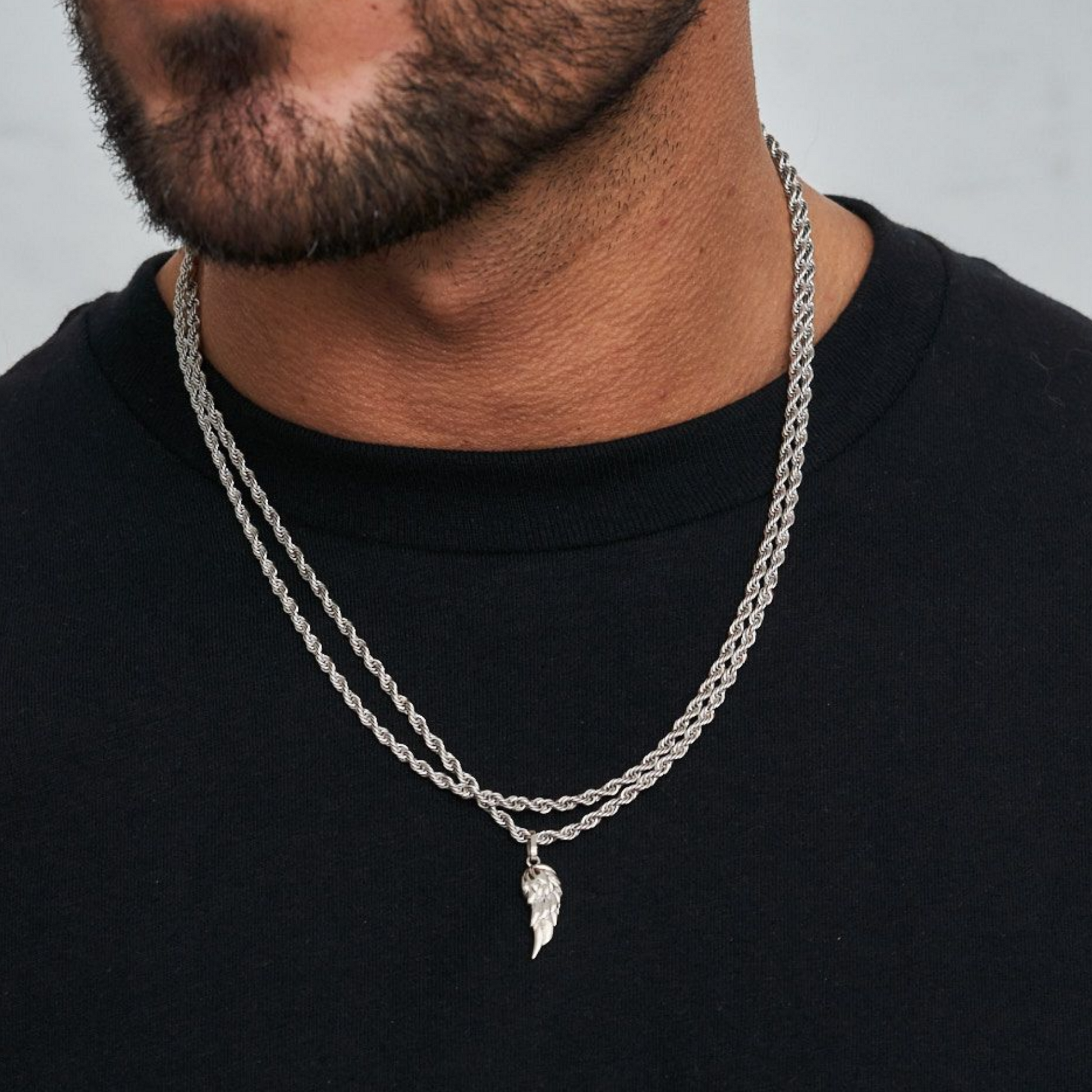 18K Gold Plated Stainless Steel Men's Anchor Necklace- Silver - PlumOnyx
