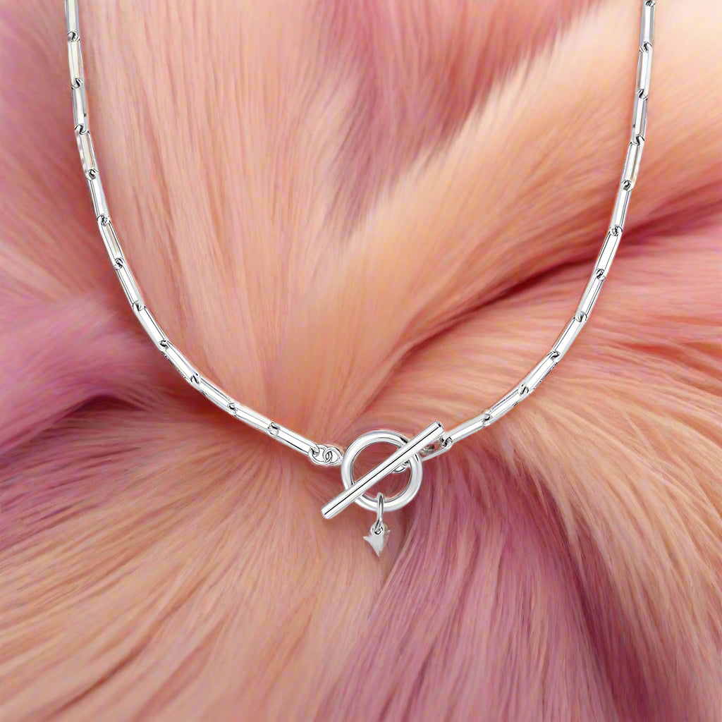 Paperclip Letter Initial Circle Lock Clasp Necklace - PlumOnyx