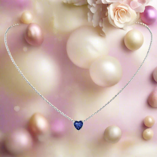 Women 925 Sterling Silver Birthstone Love Heart Necklace, Birthday Valentines Gift