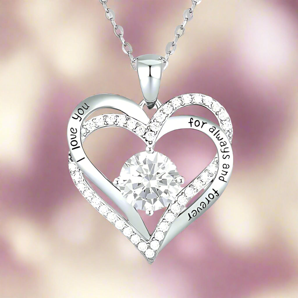 925 Sterling Silver Love Heart Pendant  Birthstone Necklace