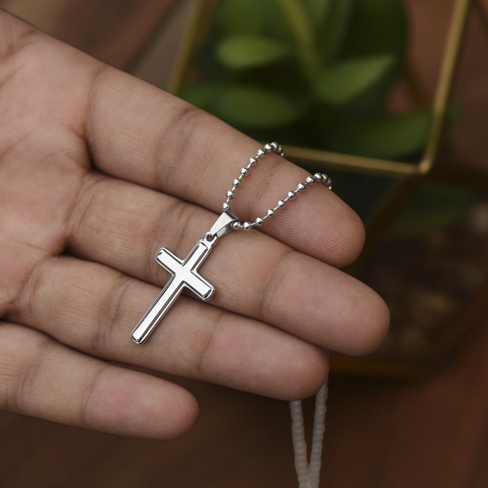 To My Heartthrob Stainless Cross Necklace - PlumOnyx