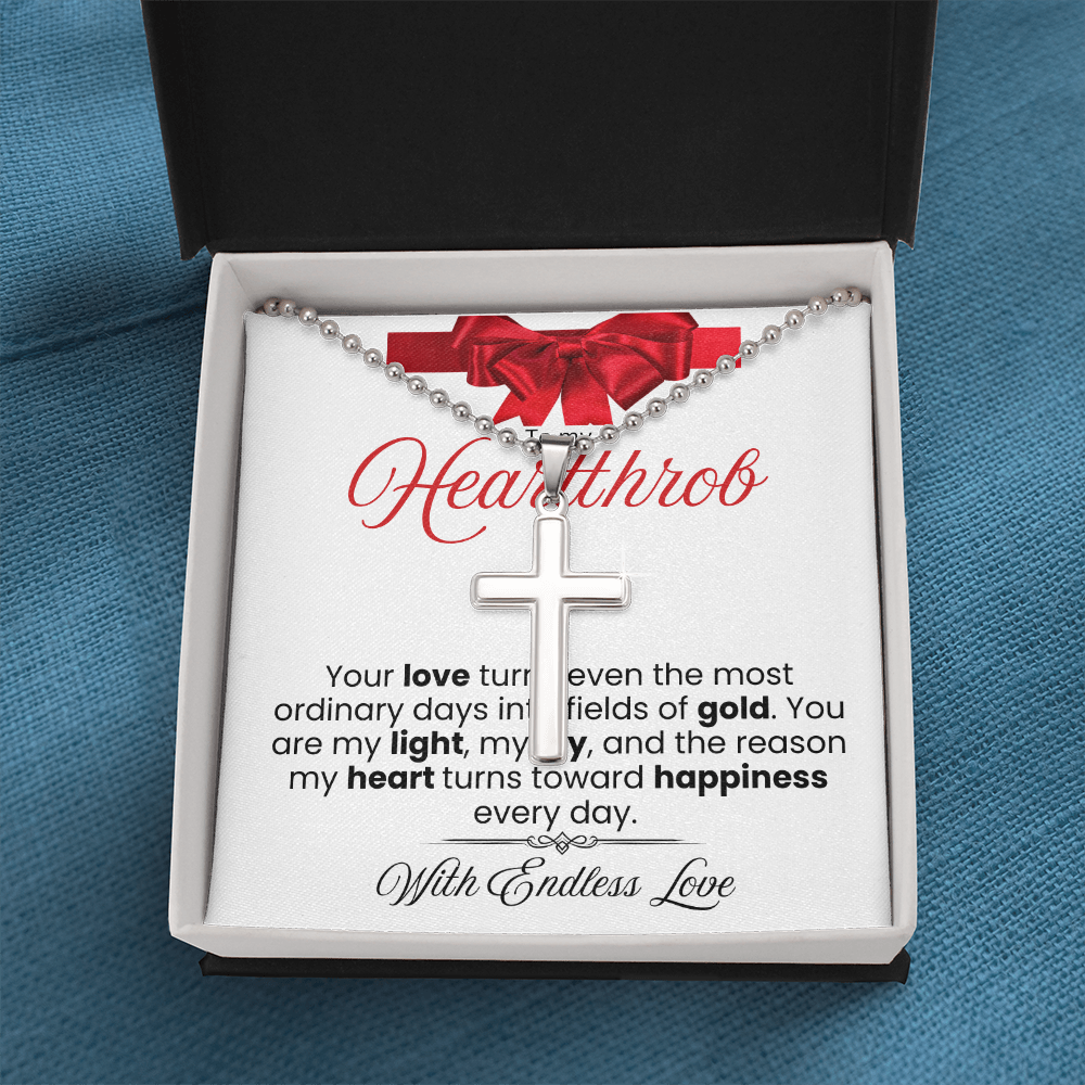 To My Heartthrob Stainless Cross Necklace - PlumOnyx