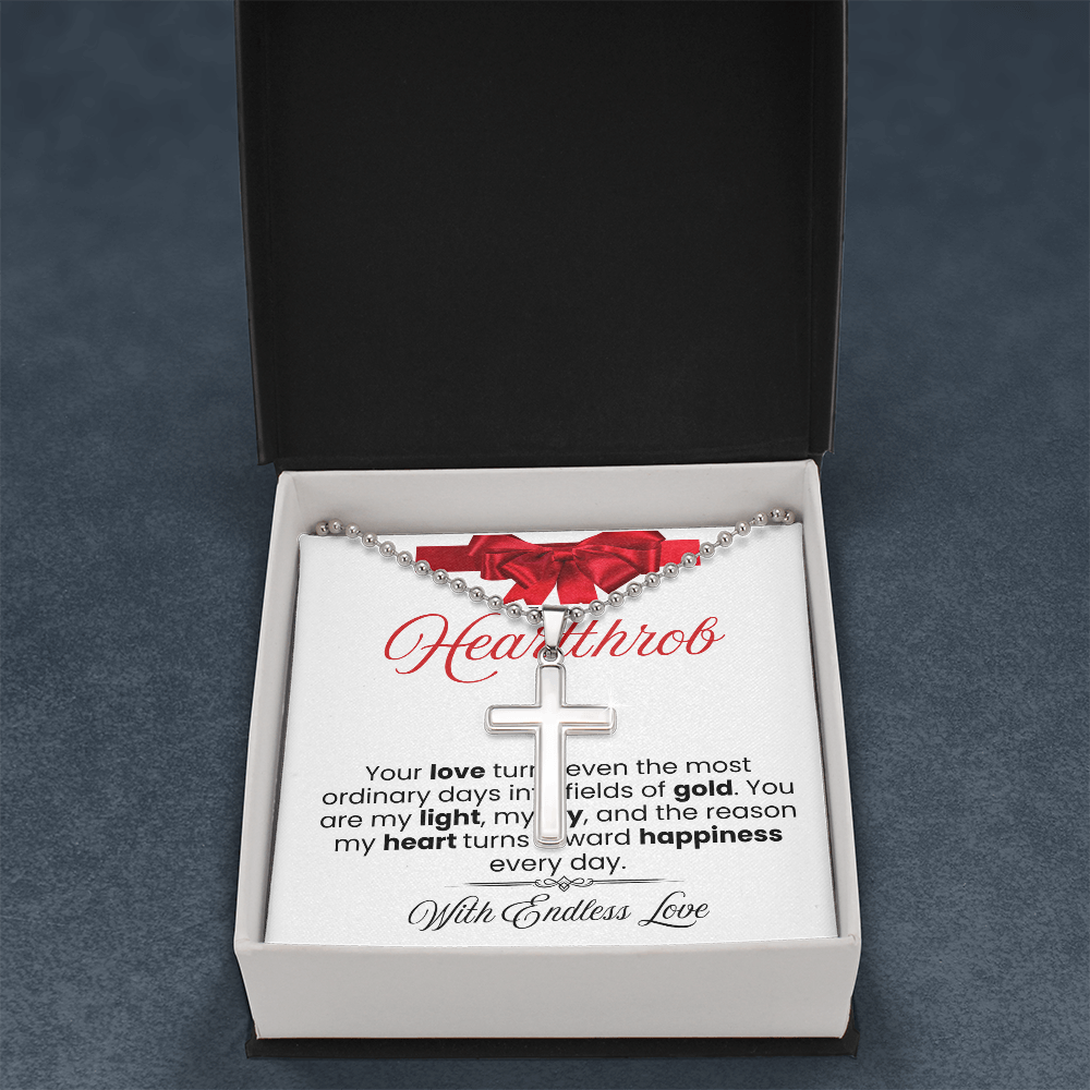 To My Heartthrob Stainless Cross Necklace - PlumOnyx