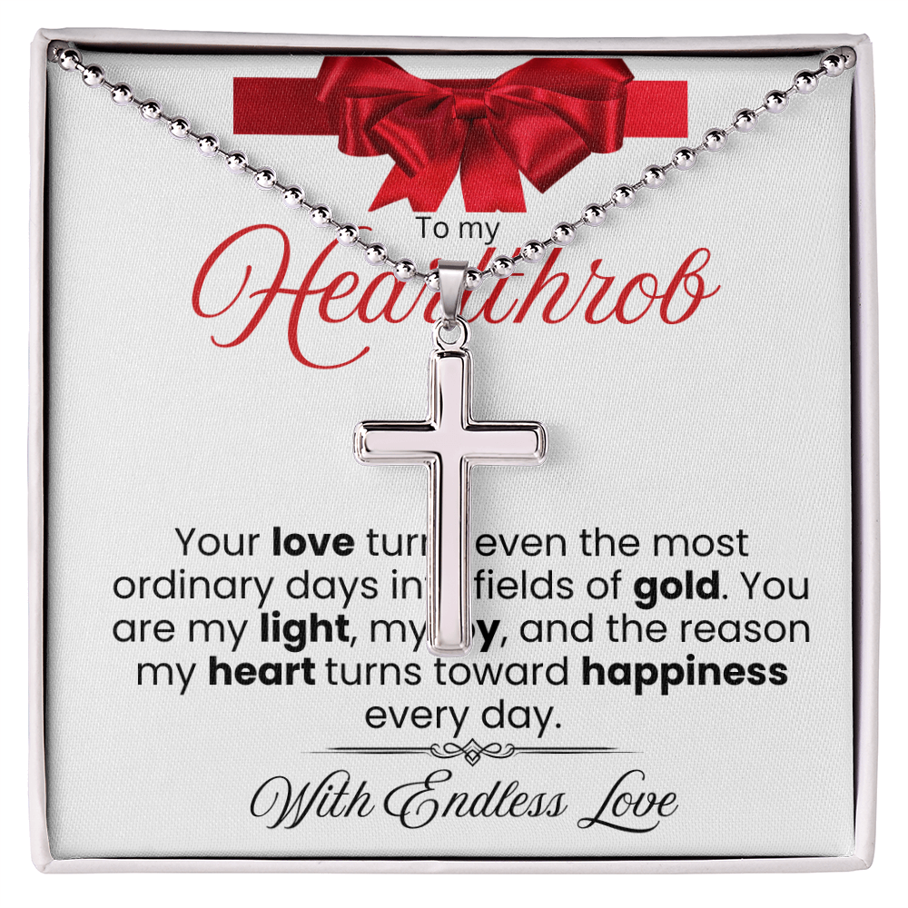 To My Heartthrob Stainless Cross Necklace - PlumOnyx